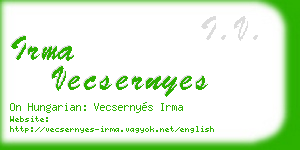 irma vecsernyes business card